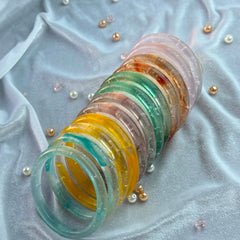 Handcrafted Sun Yellow Bubble Resin Bangles Set View 8
