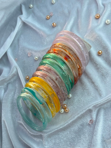 Handcrafted Amber Swirl Bubble Resin Bangles Set View 4
