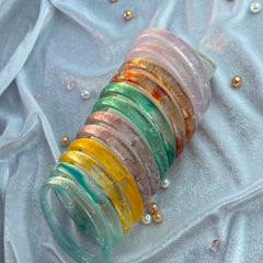 Handcrafted Sun Yellow Bubble Resin Bangles Set View 9