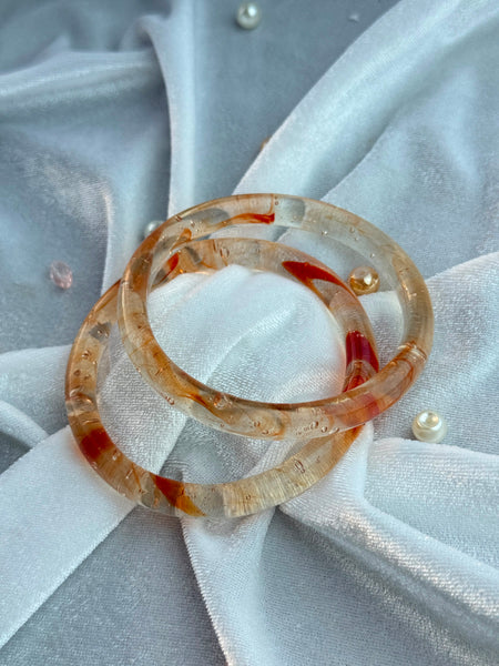 Handcrafted Rose Pink Bubble Resin Bangles Set View 3