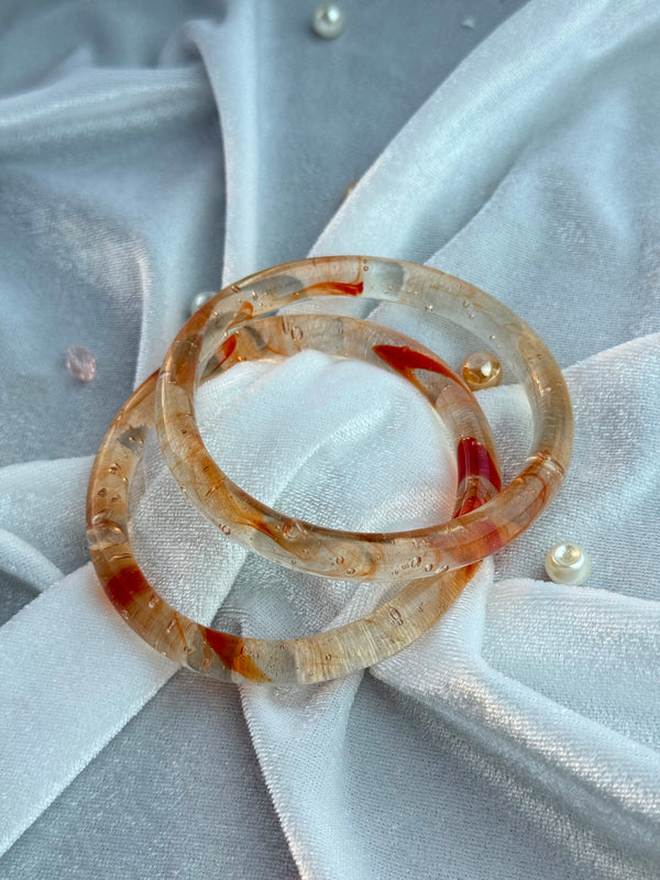 Handcrafted Rose Pink Bubble Resin Bangles Set View 3