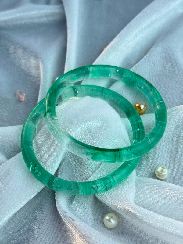 Handcrafted Rose Pink Bubble Resin Bangles Set View 5