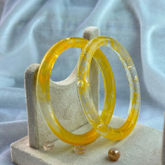 Handcrafted Sun Yellow Bubble Resin Bangles Set View 2