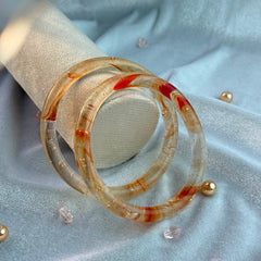 Handcrafted Rose Pink Bubble Resin Bangles Set View 2