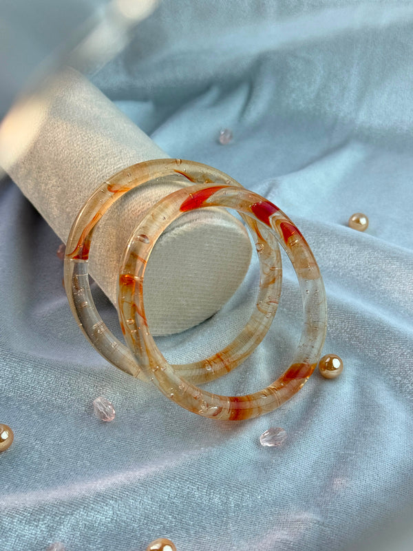 Handcrafted Rose Pink Bubble Resin Bangles Set View 2