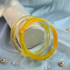 Handcrafted Sun Yellow Bubble Resin Bangles Set View 4