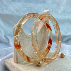 Handcrafted Amber Swirl Bubble Resin Bangles Set View 1