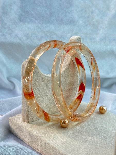 Handcrafted Amber Swirl Bubble Resin Bangles Set View 1