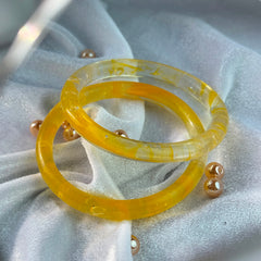 Handcrafted Sun Yellow Bubble Resin Bangles Set View 5