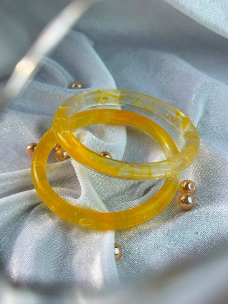 Handcrafted Sun Yellow Bubble Resin Bangles Set View 5