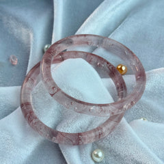 Handcrafted Rose Pink Bubble Resin Bangles Set View 4