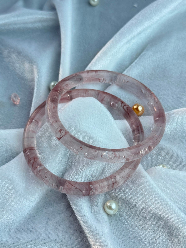 Handcrafted Rose Pink Bubble Resin Bangles Set View 4