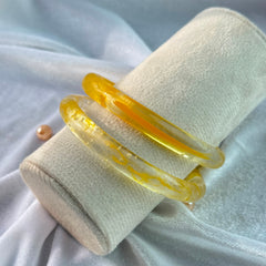 Handcrafted Sun Yellow Bubble Resin Bangles Set View 7