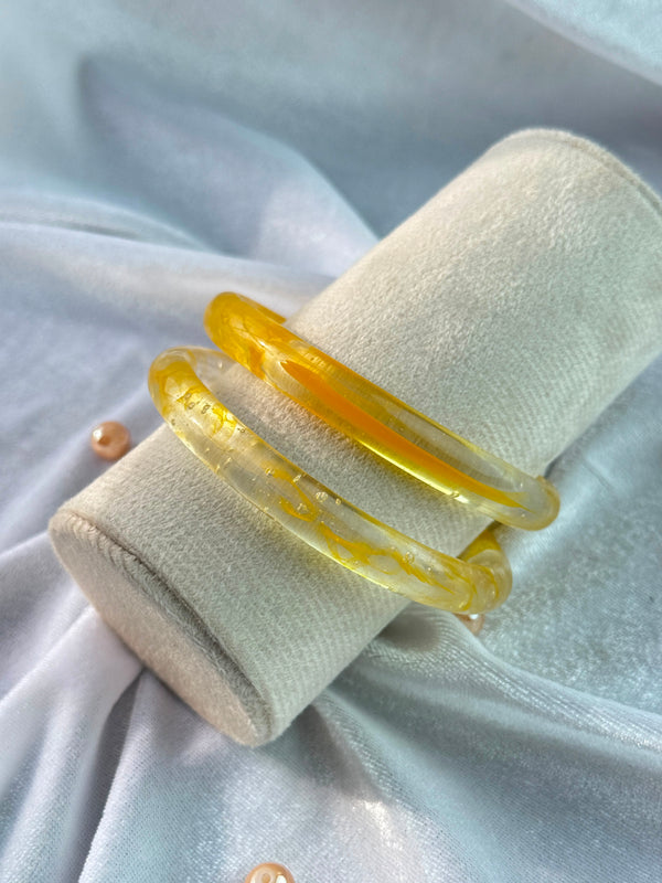 Handcrafted Sun Yellow Bubble Resin Bangles Set View 7