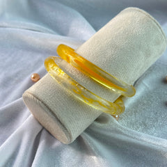 Handcrafted Sun Yellow Bubble Resin Bangles Set View 1